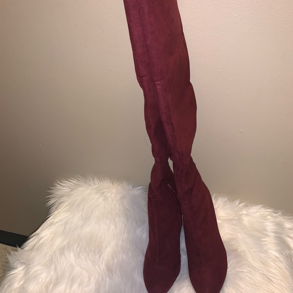Burgundy Over the Knee Boots SZ 11 - Picture 2 of 2